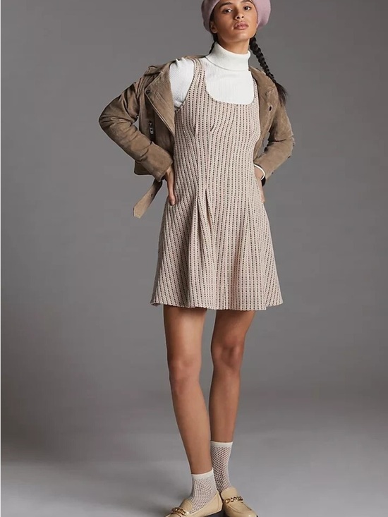 Anthropologie Dresses & Skirts - Anthropologie Cream Knit Sundress with Pink Straps